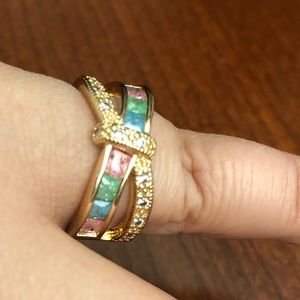 Channel Set Princess Cut Multicolor Ring